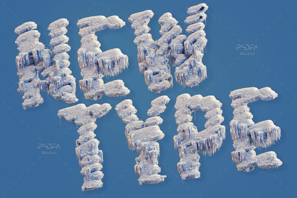 PNG حروف یخی و برفی سه بعدی - 3D