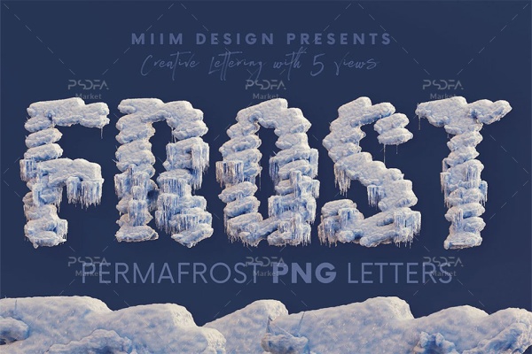 PNG حروف یخی و برفی سه بعدی - 3D