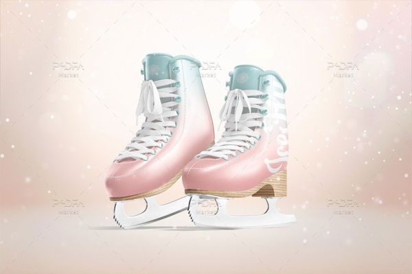 موکاپ کفش اسکی روی یخ
