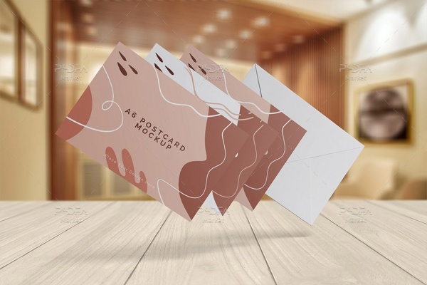 موکاپ کارت تبریک و کارت پستال با پاکت