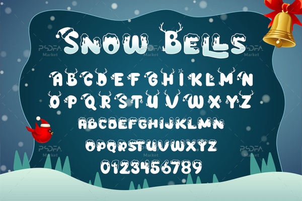 فونت فانتزی و بامزه برفی کریسمس Snow Bells