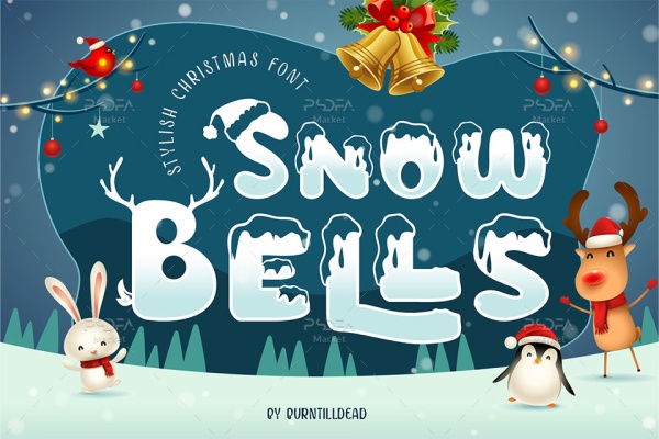 فونت فانتزی و بامزه برفی کریسمس Snow Bells