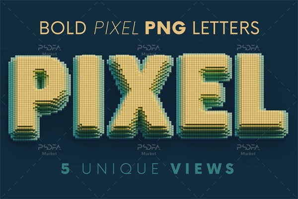 حروف پیکسلی سه بعدی