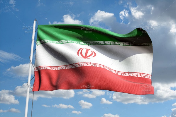 موکاپ پرچم ایران برافراشته در باد