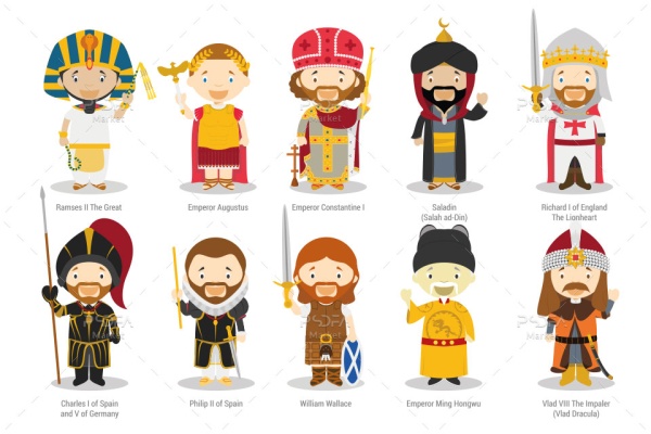 طرح کارتونی اشخاص ملیت و قومیت‌های مختلف تاریخی
