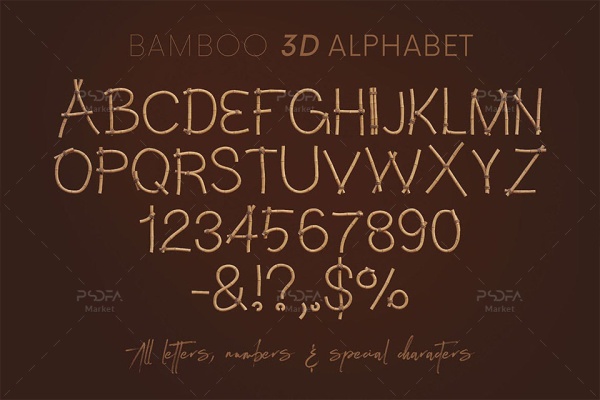 حروف انگلیسی بامبو - سه بعدی (3D)