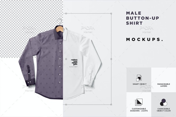 موکاپ پیراهن دکمه‌ای مردانه