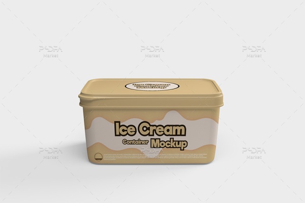 موکاپ ظرف بستنی پلاستیکی مکعبی