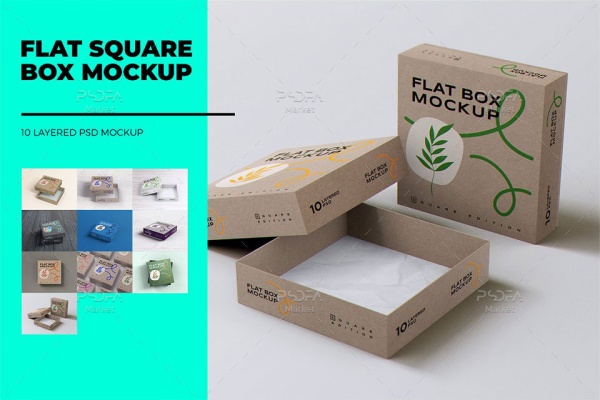موکاپ جعبه مقوایی مربعی محصول