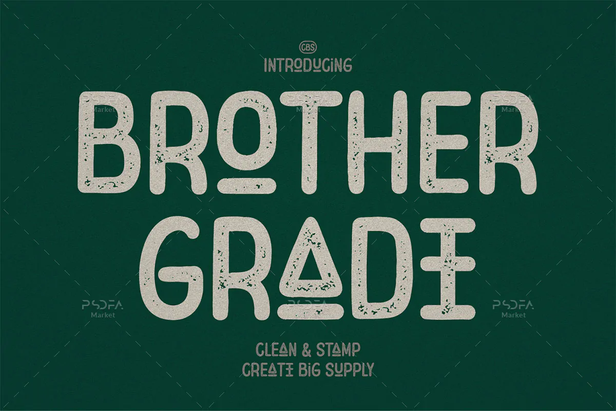 فونت نمایشی با افکت مهر و استمپ Brother Grade