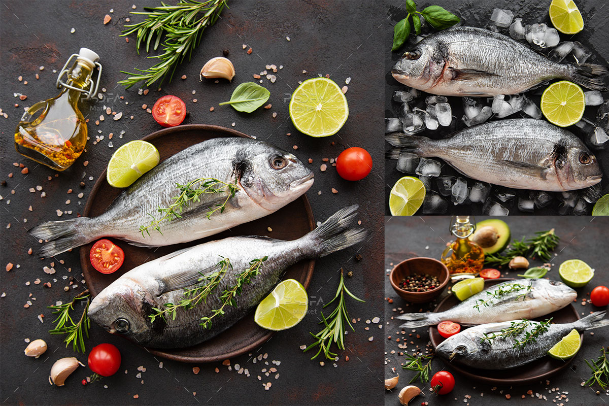 8 تصویر ماهی دورادو با لیمو و ادویجات