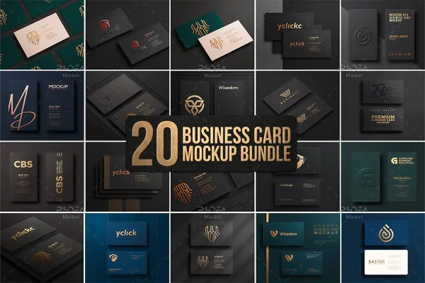 20 موکاپ کارت ویزیت طلایی شیک و لاکچری