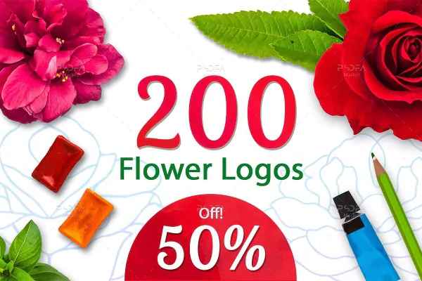 200 طرح وکتور لوگو گل های مختلف