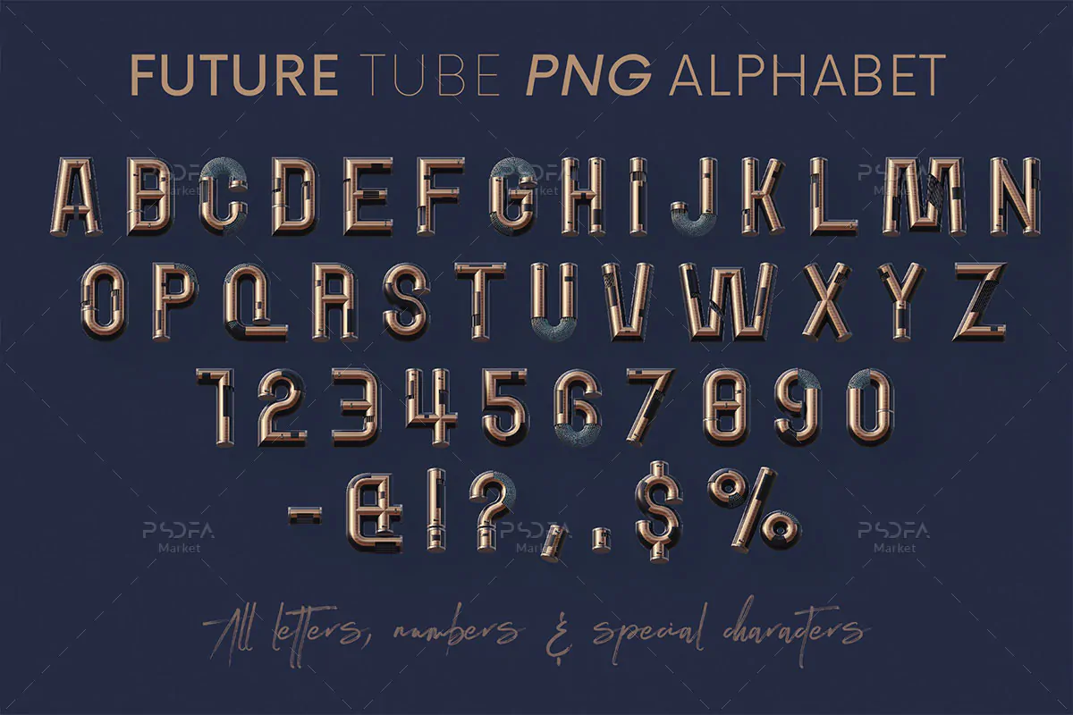 PNG حروف الفبا لوله ای سه بعدی (3D) انتزاعی و تخیلی - 7 PNG حروف الفبا لوله ای سه بعدی (3D) انتزاعی و تخیلی - 7