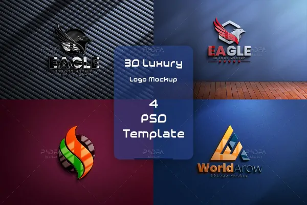 موکاپ لوگو لاکچری سه بعدی (3D)