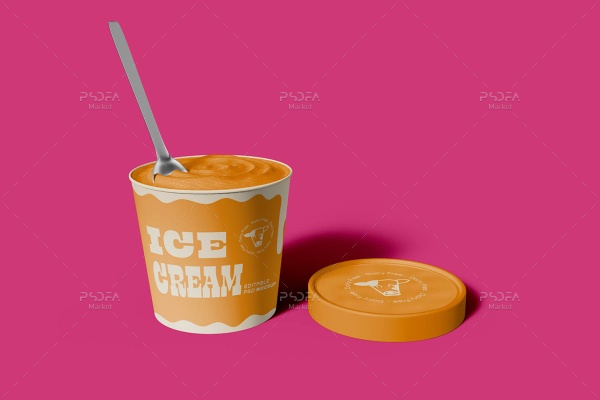 موکاپ ظرف بستنی با قاشق