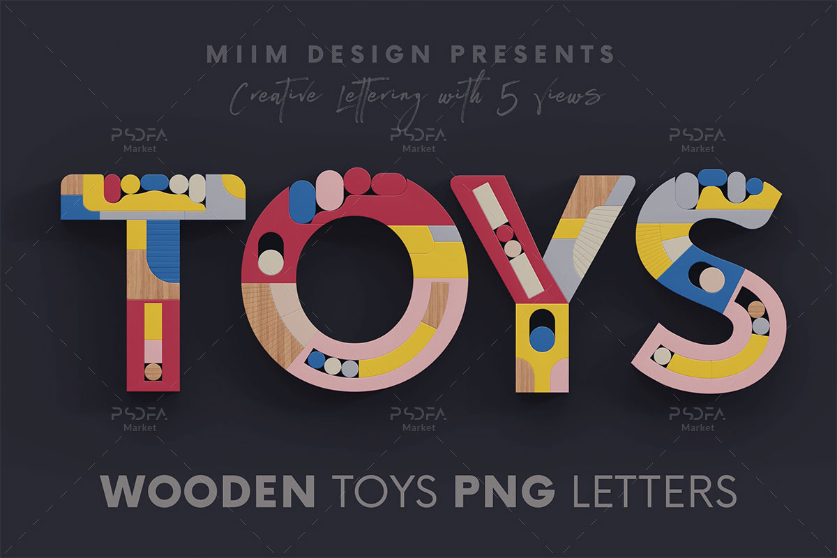 PNG حروف الفبا اسباب بازی چوبی سه بعدی (3D)
