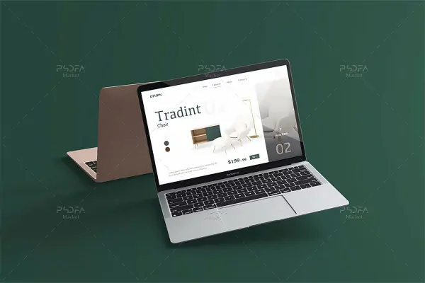 موکاپ لپ تاپ شناور و معلق