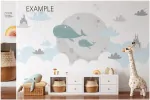 موکاپ قاب عکس و کاغذ دیواری اتاق کودک