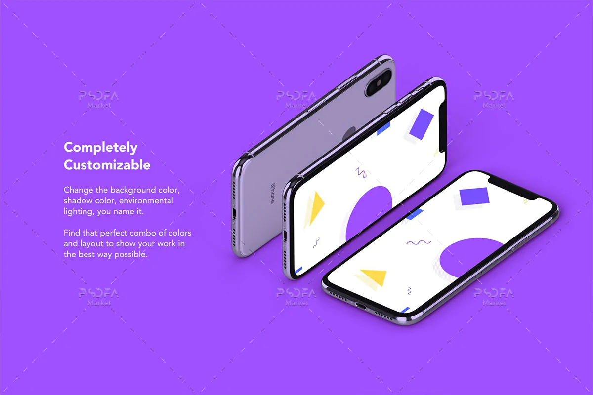 موکاپ آیفون ایکس ایزومتریک iPhone X - 2 موکاپ آیفون ایکس ایزومتریک iPhone X - 2