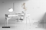 موکاپ دکوراسیون داخلی با میز و صندلی (کاغذ دیواری)