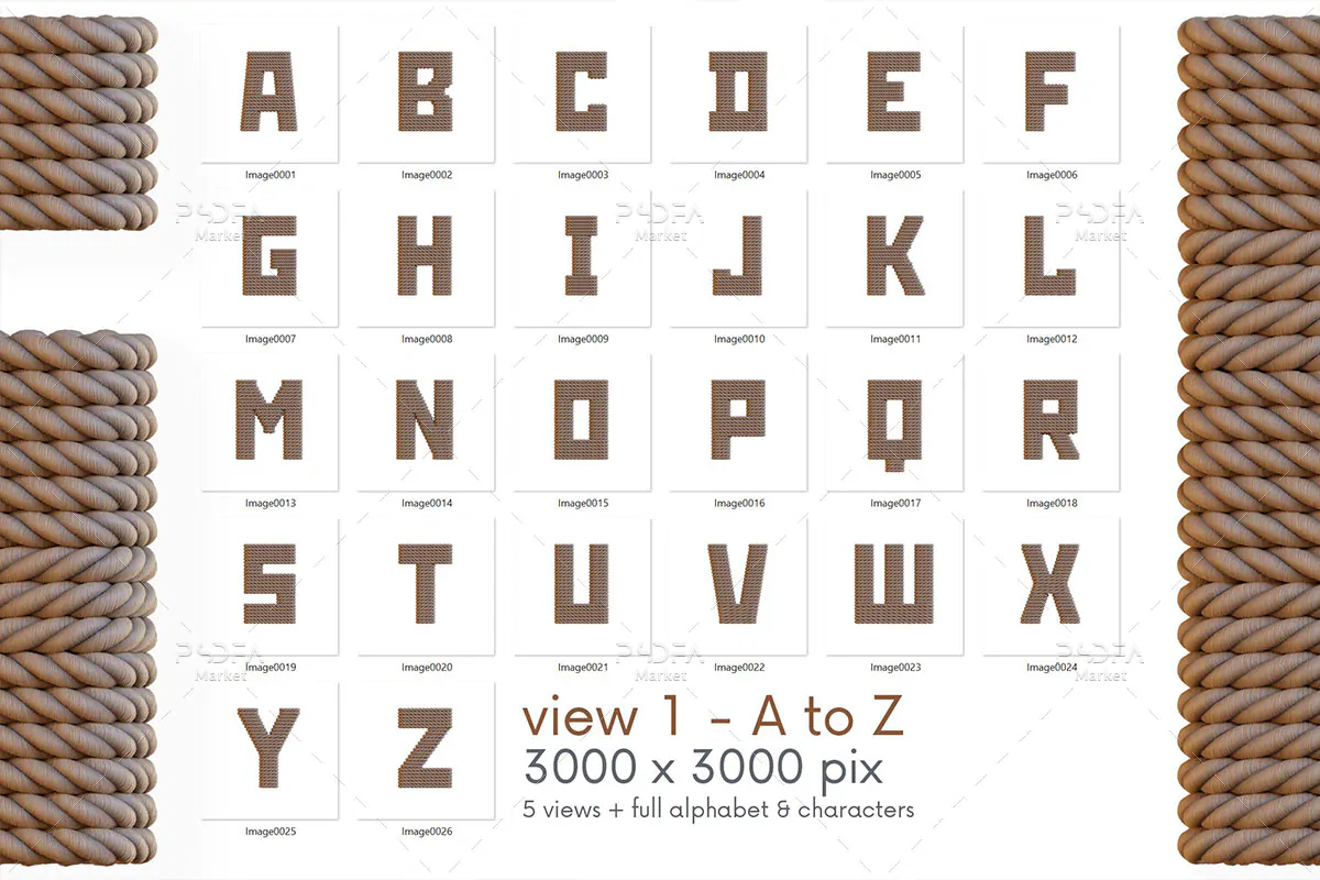 PNG حروف طناب دکور 3D بدون بک گراند - 5 PNG حروف طناب دکور 3D بدون بک گراند - 5