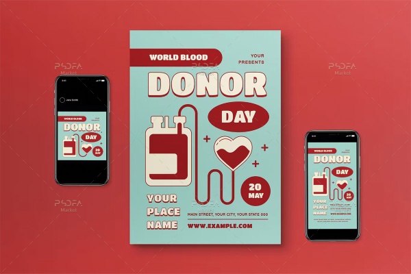 طرح تراکت روز جهانی اهداء خون + پست و استوری اینستاگرام