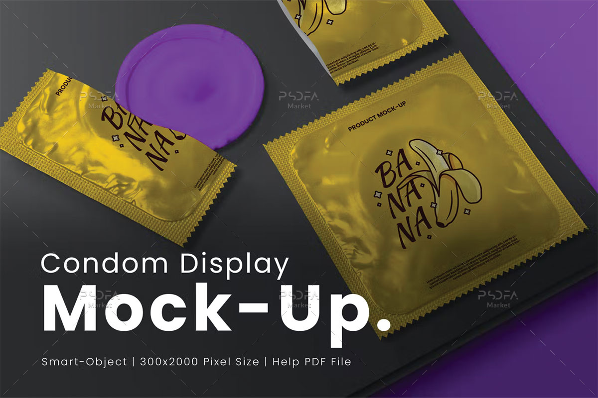 موکاپ بسته بندی کاندوم بهداشتی