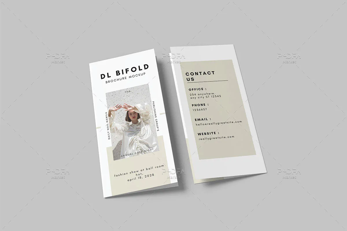 موکاپ بروشور 2 لتی سایز DL - 3 موکاپ بروشور 2 لتی سایز DL - 3