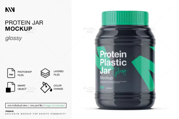 موکاپ قوطی مکمل پروتئین براق – 900 گرمی