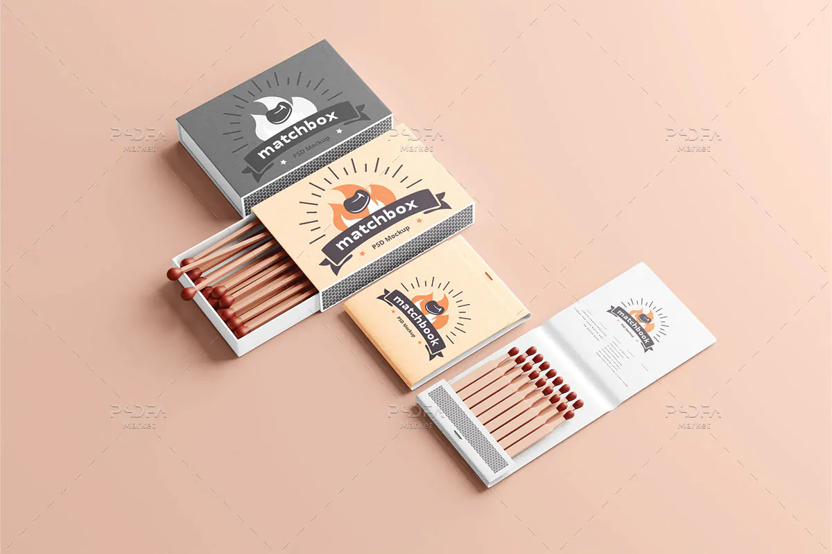 موکاپ جعبه و قوطی کبریت موکاپ جعبه و قوطی کبریت