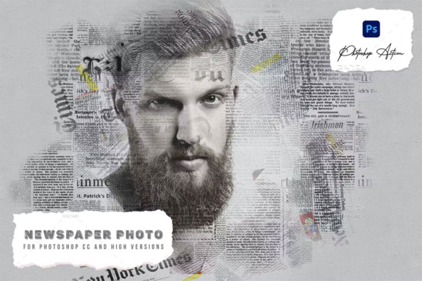 اکشن فتوشاپ ایجاد افکت روزنامه روی عکس