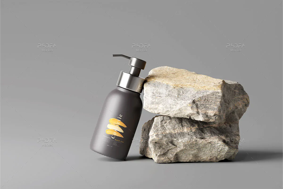 موکاپ بطری پمپی آرایشی و بهداشتی شیک و زیبا