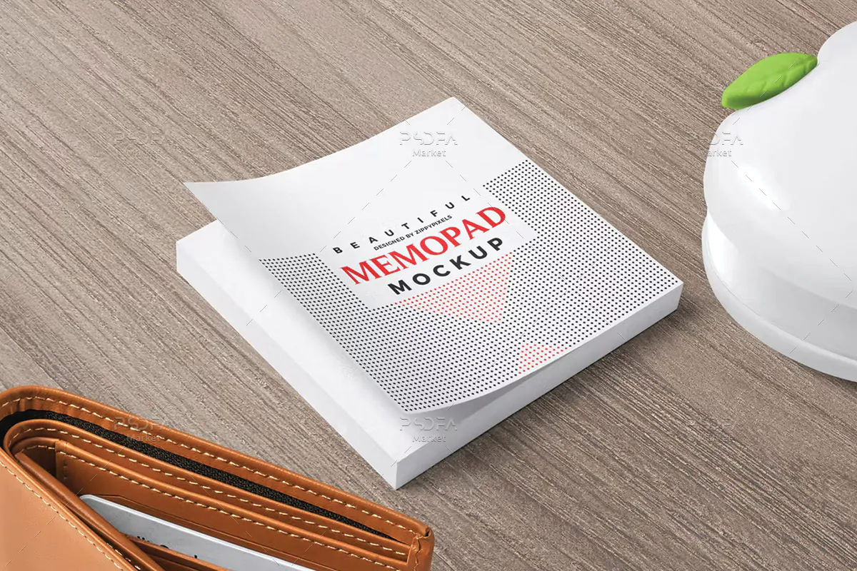 موکاپ کاغذ یادداشت چسب دار مربعی - 4 موکاپ کاغذ یادداشت چسب دار مربعی - 4