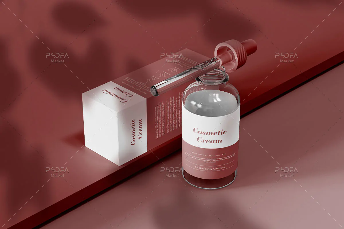 موکاپ قطره چکان آرایشی و بهداشتی با جعبه
