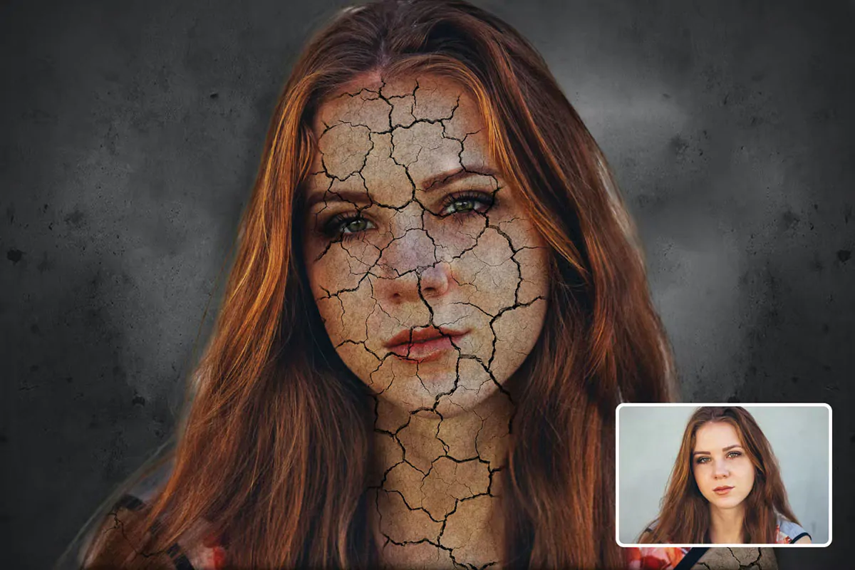 اکشن فتوشاپ ایجاد ترک خوردگی چهره و صورت (زامبی) - 2 اکشن فتوشاپ ایجاد ترک خوردگی چهره و صورت (زامبی) - 2