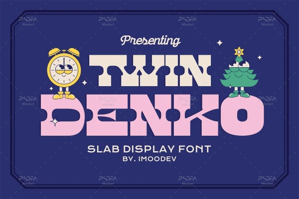 فونت منحنی شیک و مدرن Twin Denko