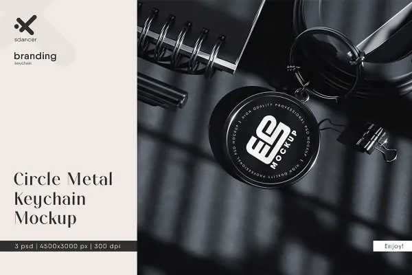 موکاپ لوگو روی جاکلیدی گرد