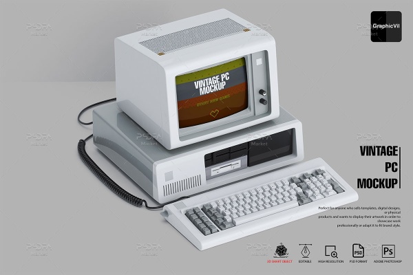 موکاپ کامپیوتر قدیمی