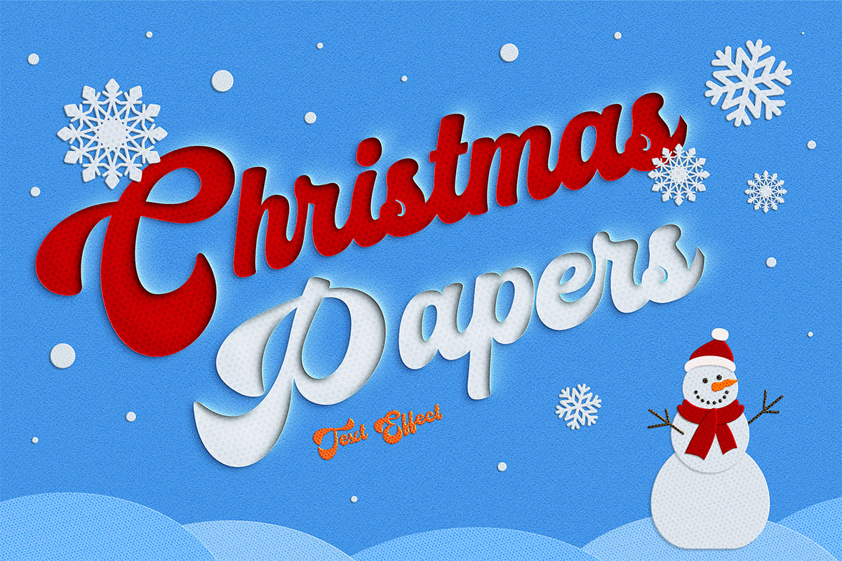 افکت کاغذ برش خورده کریسمس