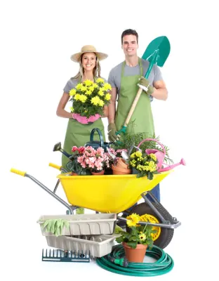 عکس استوک باغبان و ابزار باغبانی