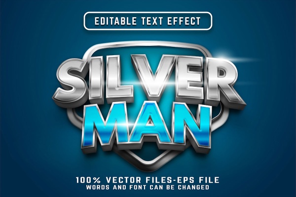 افکت متن سه بعدی Silver Man