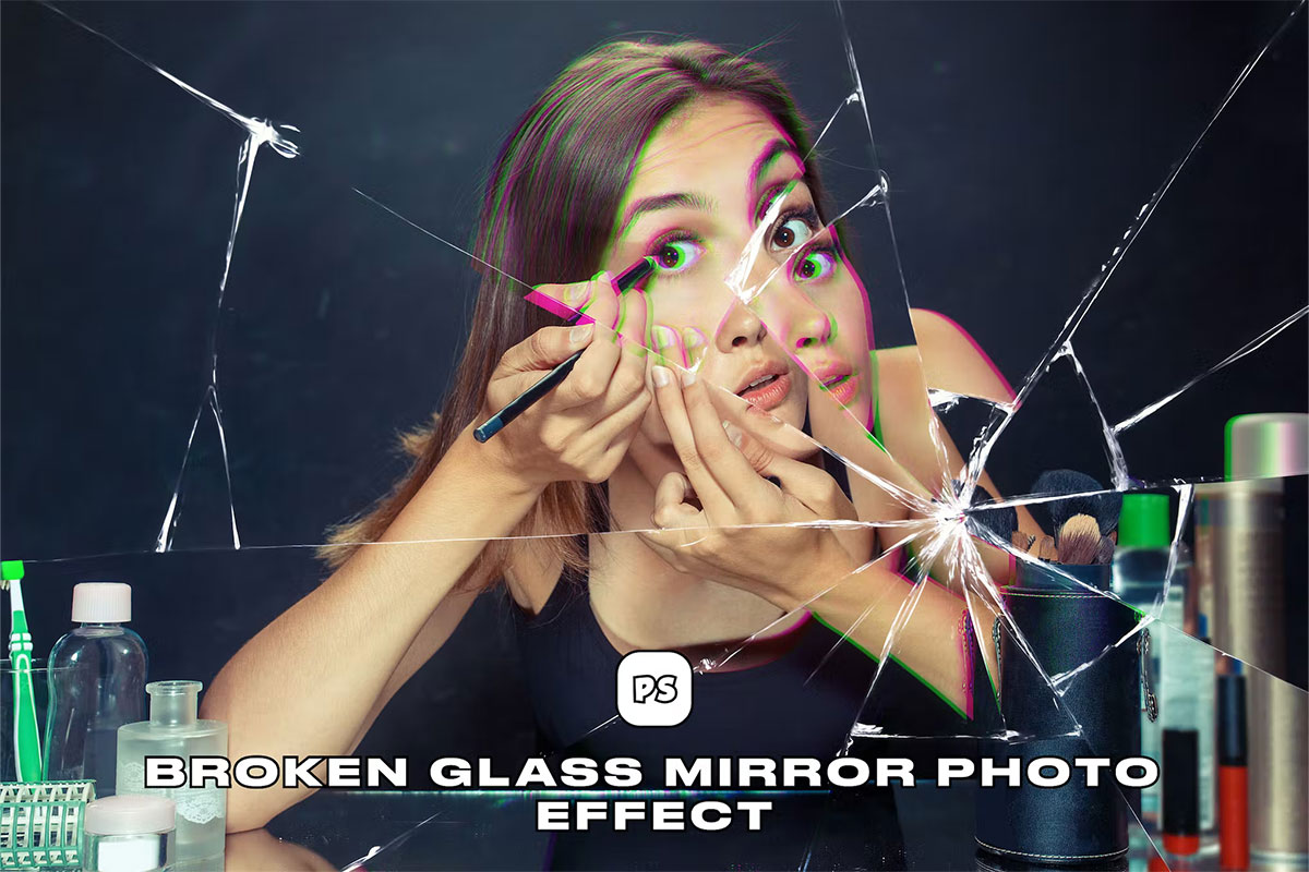 اکشن فتوشاپ افکت عکس شیشه و آینه شکسته