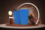 موکاپ لیوان قهوه با تم و افکت نئونی
