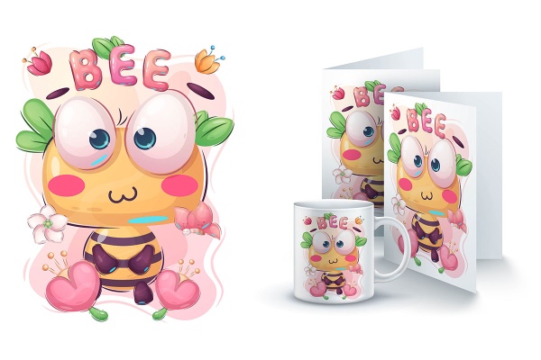 وکتور زنبور کارتونی کودکانه و بامزه دوست داشتنی
