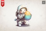 طرح خرگوش بامزه فضانورد