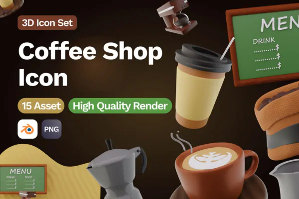 15 آیکون قهوه و کافی شاپ 3D