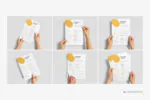 موکاپ کاغذ A4 در دست
