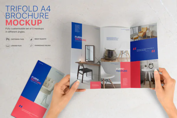 موکاپ بروشور 3 لت سایز A4 – 5 فایل