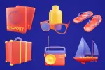 PNG لوازم و وسایل تور گردشگری و تفریحی 3D